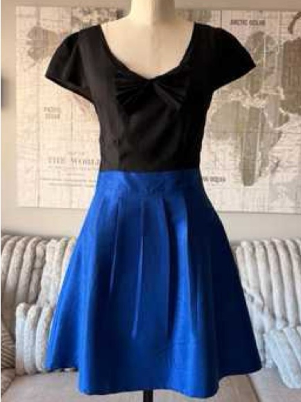 Annabelle 💙🖤💙 Black Top with Bow & Royal Blue Dress 💙🖤💙 - L